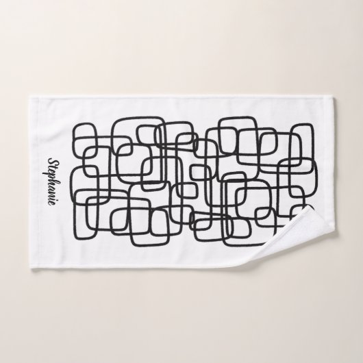 Persoonlijke aangepaste naam Abstracte lijnkunst Bad Handdoek (Handdoek)