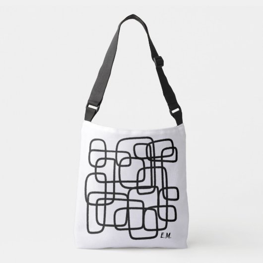 Persoonlijke Aangepaste Naam Abstracte Lijnkunst Crossbody Tas (Voorkant)