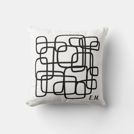 Persoonlijke Aangepaste Naam Abstracte Lijnkunst Kussen (Voorkant)