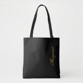 Persoonlijke Aangepaste Naam Designer Zwart Tote Bag (Voorkant)
