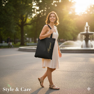 Persoonlijke Aangepaste Naam Designer Zwart Tote Bag