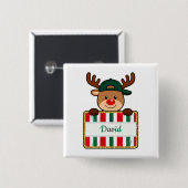 Persoonlijke Aangepaste Naam Kerst Rendier Vierkante Button 5,1 Cm (Voorkant /achterkant)