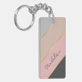 Persoonlijke Aangepaste Naam Koraal Roze Roze Lijn Sleutelhanger (Voorkant Links)