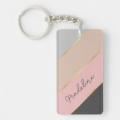 Persoonlijke Aangepaste Naam Koraal Roze Roze Lijn Sleutelhanger (Voorkant)