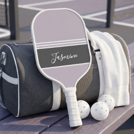 Persoonlijke aangepaste naam lavendel lila grijs pickleball paddle
