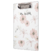 Persoonlijke aangepaste naam Leraar Roze bloemen Klembord (Links)