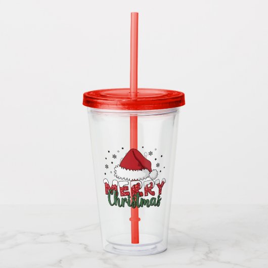 Persoonlijke aangepaste naam Prettig kerstfeest Acryl Drinkbeker (Voorkant)