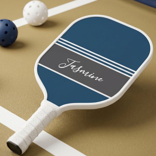 Persoonlijke aangepaste naam Teal Blue Gray Pickleball Paddle