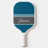 Persoonlijke aangepaste naam Teal Blue Gray Pickleball Paddle (Achterkant)
