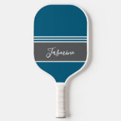 Persoonlijke aangepaste naam Teal Blue Gray Pickleball Paddle (Voorkant)