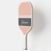 Persoonlijke aangepaste naam zachte koraalgrijs pickleball paddle (Links)