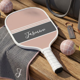 Persoonlijke aangepaste naam zachte koraalgrijs pickleball paddle