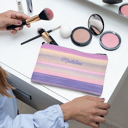 Persoonlijke aangepaste roze violet paarse strepen etui