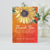 Persoonlijke aangepaste rustieke chic zonnebloem s bedankkaart (Staand voorkant)