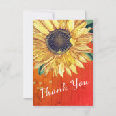 Persoonlijke aangepaste rustieke chic zonnebloem s bedankkaart (Achterkant)
