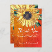 Persoonlijke aangepaste rustieke chic zonnebloem s bedankkaart (Voorkant / Achterkant)