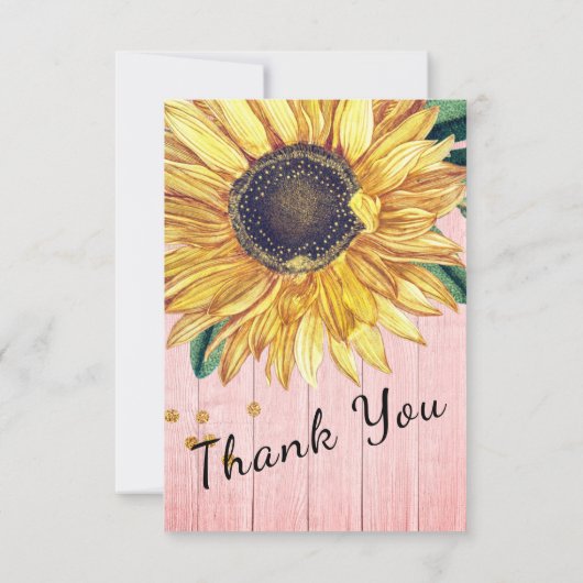 Persoonlijke aangepaste rustieke chic zonnebloem s bedankkaart (Achterkant)