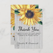 Persoonlijke aangepaste rustieke chic zonnebloem s bedankkaart (Voorkant / Achterkant)