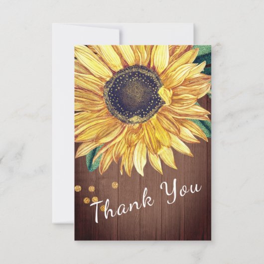 Persoonlijke aangepaste rustieke chic zonnebloem s bedankkaart (Achterkant)