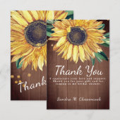 Persoonlijke aangepaste rustieke chic zonnebloem s bedankkaart (Voorkant / Achterkant)