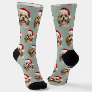 Persoonlijke Aangepaste Shitszu Kerst  Sokken