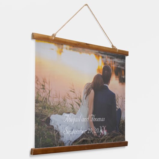 Persoonlijke aangepaste weddenschapsfoto hangend wandkleed (Gebogen)