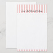 Persoonlijke, aanpasbare roze en witte streep briefpapier (Voorkant / Achterkant)