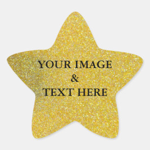 Persoonlijke Aanpassing Uw Eigen Foto & Tekst Goud Ster Sticker