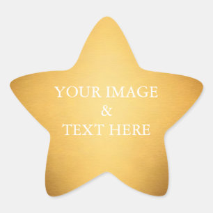 Persoonlijke Aanpassing Uw Eigen Foto & Tekst Goud Ster Sticker