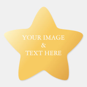 Persoonlijke Aanpassing Uw Eigen Foto & Tekst Goud Ster Sticker