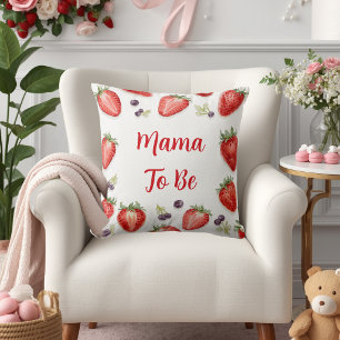 Persoonlijke aardbei baby shower mama-to-be kussen