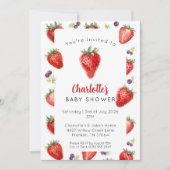 Persoonlijke aardbei babyshower uitnodiging (Voorkant)