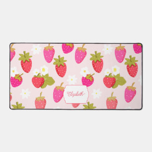 Persoonlijke Aardbei Cute Roze Cottagecore Bureaumat