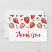 Persoonlijke aardbeien babyshower bedankkaart (Voorkant)