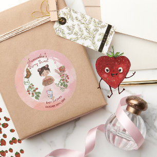 Persoonlijke aardbeien-babyshower-stickers ronde sticker