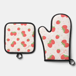 Persoonlijke aardbeien ovenwant Cute op maat gemaa & Pannenlap Set