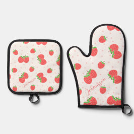 Persoonlijke aardbeien ovenwant Cute op maat gemaa & Pannenlap Set