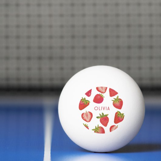 Persoonlijke aardbeiennaam pingpongbal (Net)