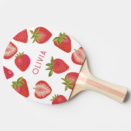 Persoonlijke aardbeiennaam tafeltennisbatje (Zijkant)