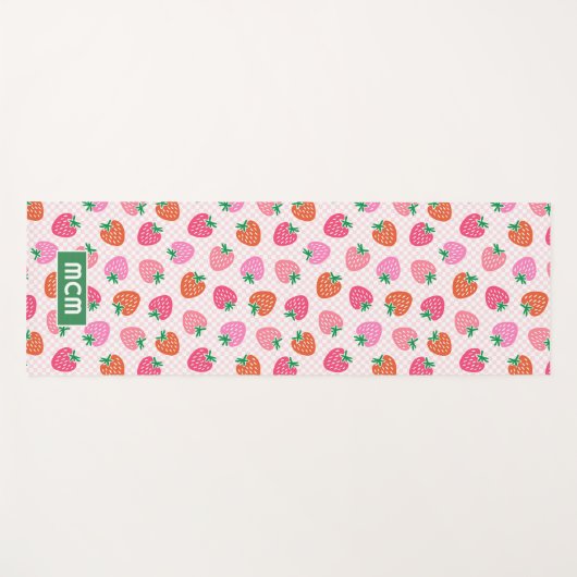 Persoonlijke aardbeienruitjes Kerstmis Roze Yogamat (Voorkant (horizontaal))