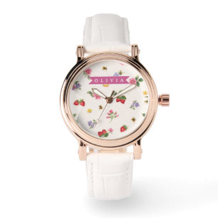 Persoonlijke Aardbeituin Bij Cottagecore Horloge
