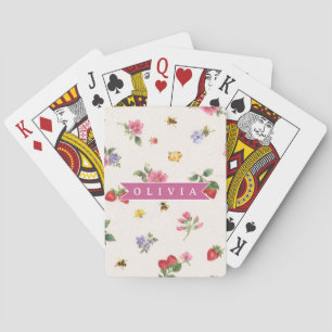 Persoonlijke Aardbeituin Bij Cottagecore Pokerkaarten