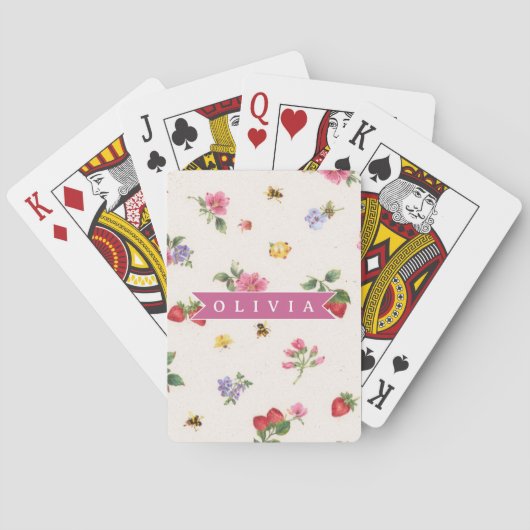 Persoonlijke Aardbeituin Bij Cottagecore Pokerkaarten (Achterkant)