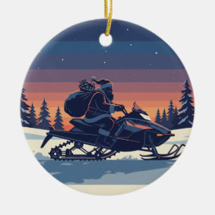 Persoonlijke Aardige Kerstman Doet Sneeuwscooter r Keramisch Ornament
