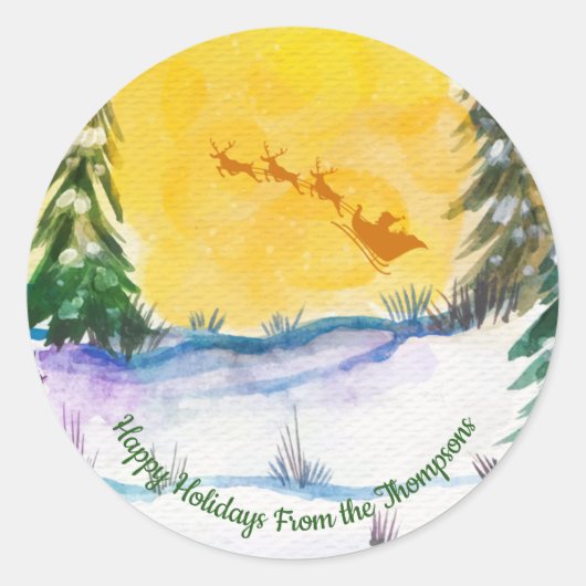 Persoonlijke Aardige Kerstman Rendier Natuur   Ronde Sticker (Voorkant)