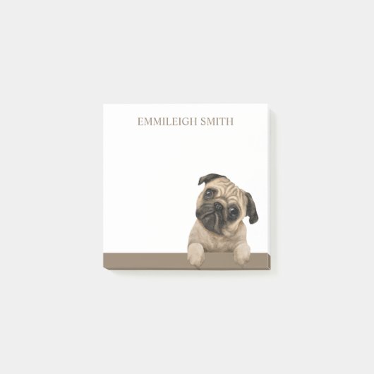 Persoonlijke Aardige Pug Hondjeshond Naam Post-it® Notes (Voorkant)