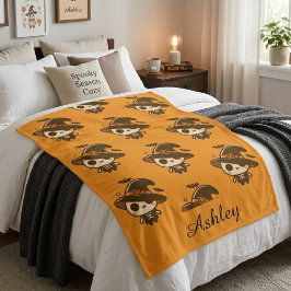 Persoonlijke Aardige Skelet Heks Halloween Sherpa Deken