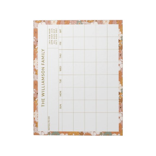 Persoonlijke aardse bloemige gezinsplanner-agenda notitieblok (Linkerzijde)