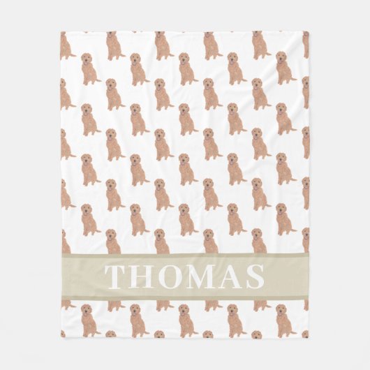 Persoonlijke Abrikozenrood Golden Doodle Fleece Deken (Voorkant)