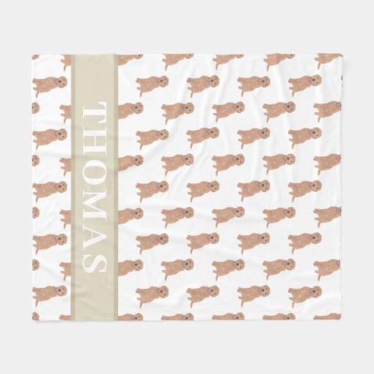 Persoonlijke Abrikozenrood Gouden Doodle Fleece Deken (Voorkant (Horizontaal))